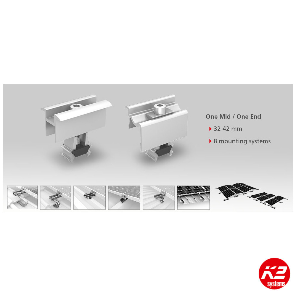 K2 Universal End Clamp One SILVER 30-42mm - Image 2