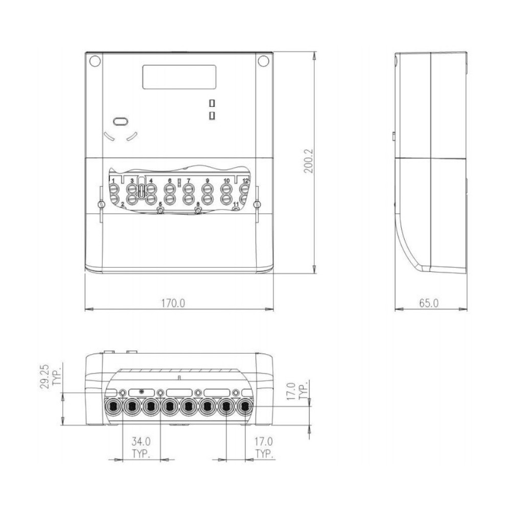 Emlite 3-Phase generation meter EMP 100A (1000 pulse/kWh) - Image 3