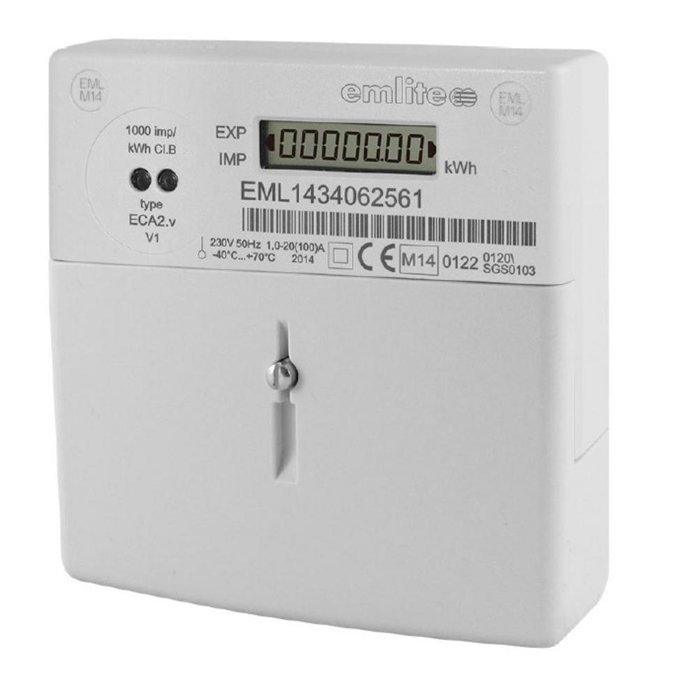 [ECA2NET ETC -BI] Emlite 1-ph Bi-Directional generation meter 100A (1000 pulse/kWh) incl. Cover