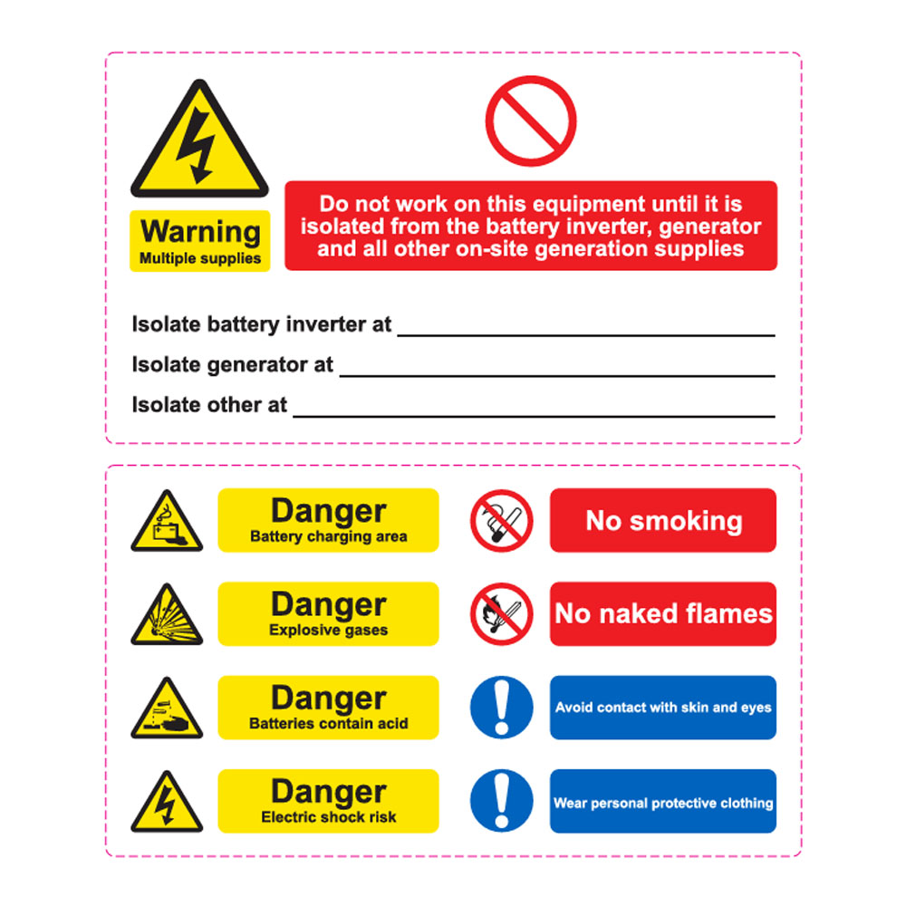 Battery Hazard label  (160mm x 90mm x 2)