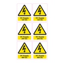 Battery Hazard label 70mm x 85mm (6 x DC Supply)