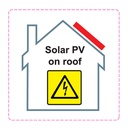 Solar PV on Roof Gloss White Vinyl Labels - 100mm x 100mm